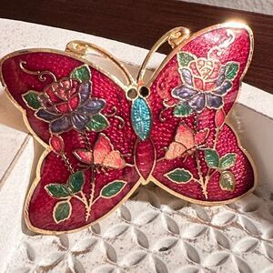 EUC Cloisonné Butterfly Belt Buckle